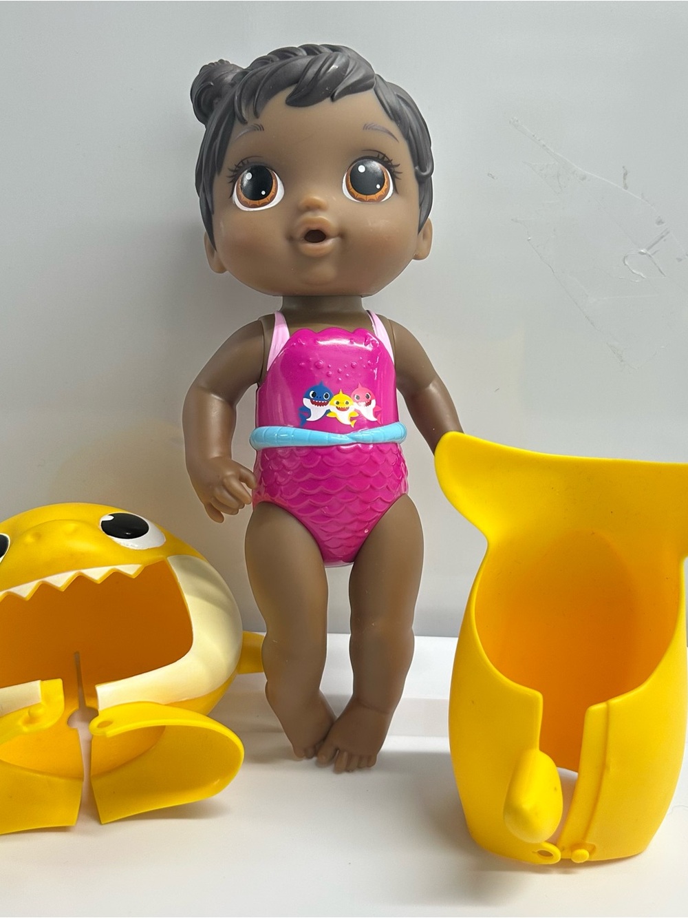 Baby Alive, Baby Shark Doll, with Yellow Tail and Hood, Waterplay Toy Shark RARE
